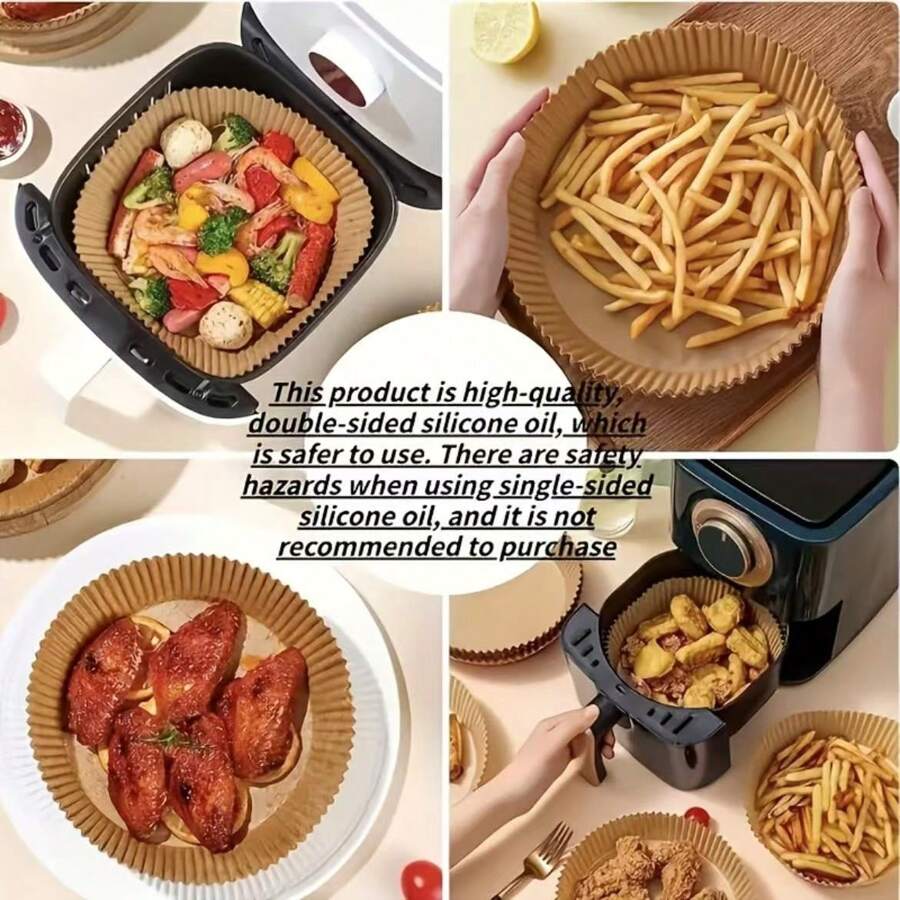 Kitchen Baking Gift Basket - SGIAWETA-100개입, 사각형 일회용 에어프라이어 라이너(6.3인치/8인치), 종이