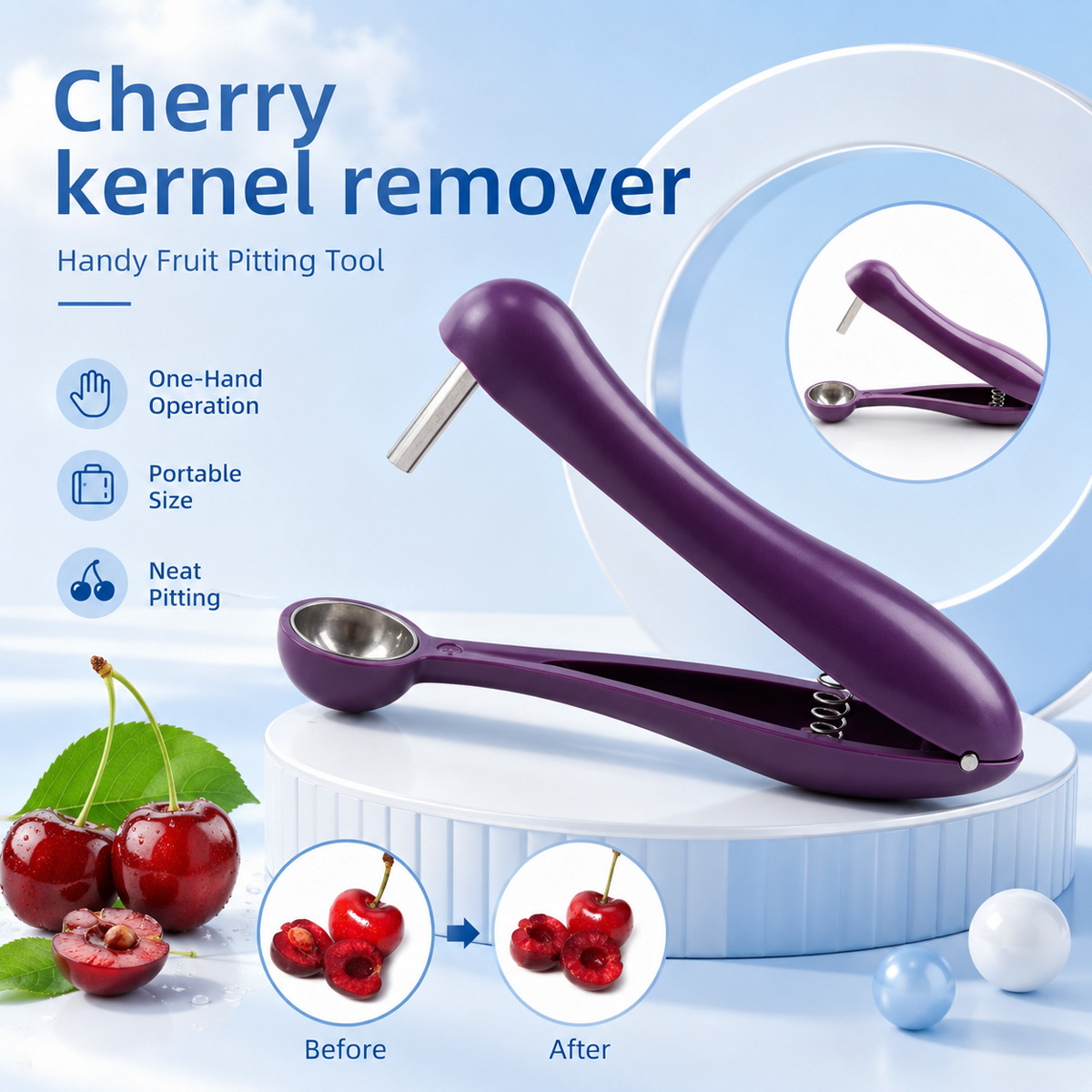 Kitchen Tools For Baking - 체리 씨 제거기 휴대용 체리 피터