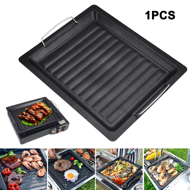 야외용 두꺼운 사각 그릴 팬, 손잡이 두 개, 휴대용  - Kitchen Baking Tray Organiser 리뷰 및 가격