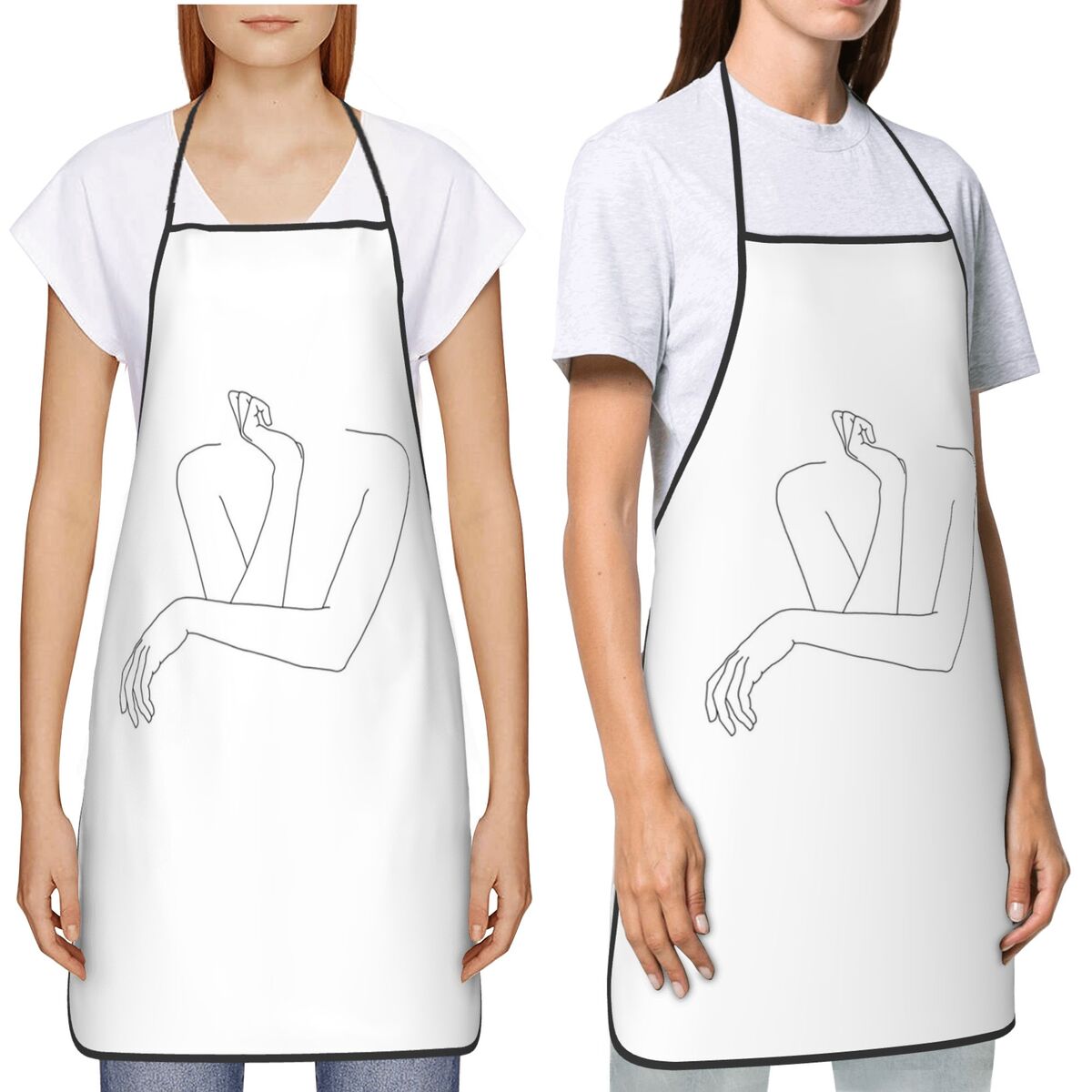 접힌 팔을 그린 라인 드로잉 - 안나 앞치마 셰프 베이 - Kitchen Baking Drawing 리뷰 및 가격