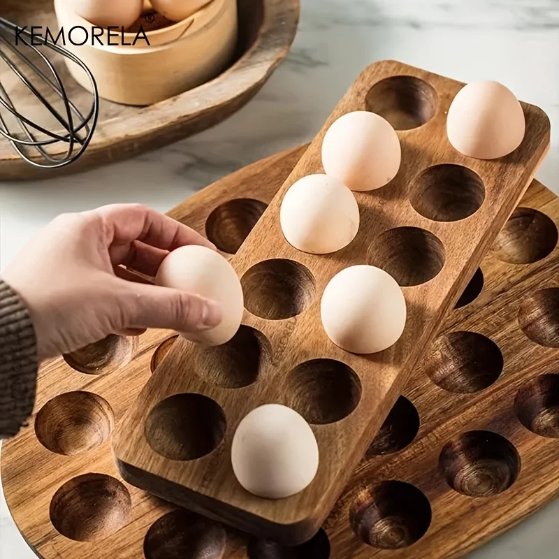 KEMORELA 1PCS 현대 나무 계란 보관 상자-신 - Kitchen Baking Tray Organiser 리뷰 및 가격
